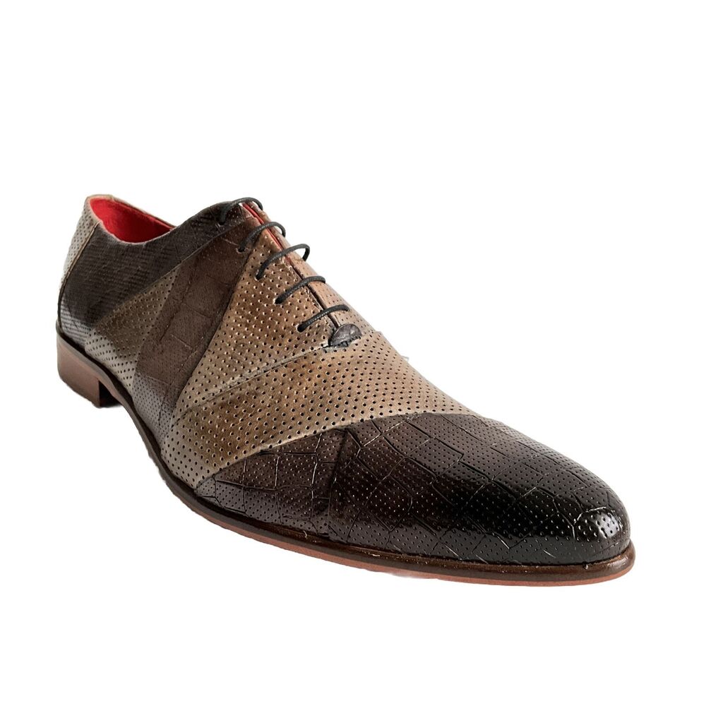 Melvin & Hamilton Leather Patchwork Point-toe Oxfords Brown Men 46